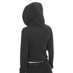 Sweat femme Equestro crop top à capuche Noir