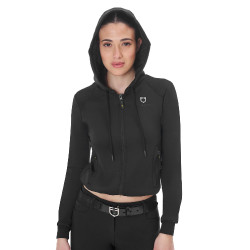 Sweat femme Equestro crop top à capuche Noir