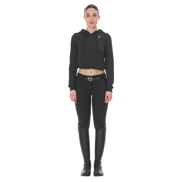 Sweat femme Equestro crop top à capuche Noir