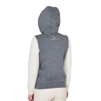 Sweat femme Equestro EQ bicolore à zip frontal Gris mélangé / blanc antique
