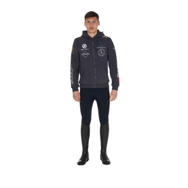 Equestro herenhoodie met meerdere logo’s Asfalt Grijs