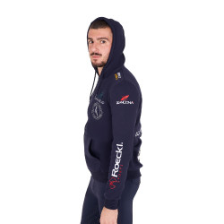 Equestro herenhoodie met meerdere logo’s Marineblazer Marineblauw