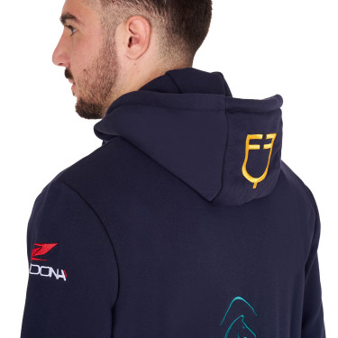 Equestro herenhoodie met meerdere logo’s Marineblazer Marineblauw