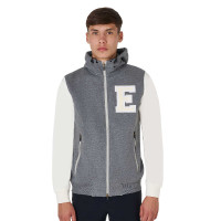 Heren sweatshirt Equestro Institutional tweekleurig met frontale ritssluiting Gemêleerd grijs / antiek wit