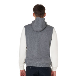 Sweat homme Equestro Institutional bicolore à zip frontal Gris mélangé / blanc antique Sweat homme Equestro Institutional bicolore à zip frontal Gris mélangé / blanc antique
