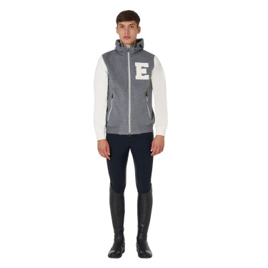 Sweat homme Equestro Institutional bicolore à zip frontal Gris mélangé / blanc antique Sweat homme Equestro Institutional bicolore à zip frontal Gris mélangé / blanc antique