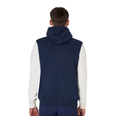 Sweat homme Equestro Institutional bicolore à zip frontal Marine blazer / blanc antique Bleu marine