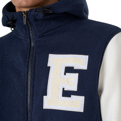 Heren sweatshirt Equestro Institutional tweekleurig met frontale ritssluiting Marineblazer / antiek wit Marineblauw