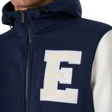 Sweat homme Equestro Institutional bicolore à zip frontal Marine blazer / blanc antique Bleu marine
