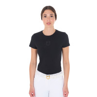 Dames T-shirt Equestro basic toon-op-toon korte mouwen Zwart Dames T-shirt Equestro basic toon-op-toon korte mouwen Zwart