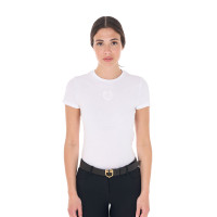 T-shirt femme Equestro basique logo ton sur ton manches courtes Blanc