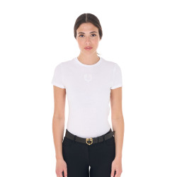 T-shirt femme Equestro basique logo ton sur ton manches courtes Blanc