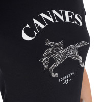 T-shirt femme Equestro Cannes coton avec strass manches courtes Noir