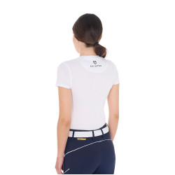 T-shirt femme Equestro Cannes coton avec strass manches courtes Blanc