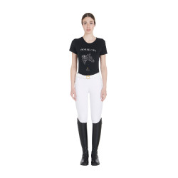 T-shirt femme Equestro coupe slim Horse Life avec strass manches courtes Noir T-shirt femme Equestro coupe slim Horse Life avec strass manches courtes Noir