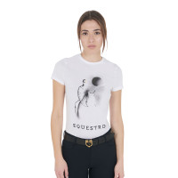 T-shirt femme Equestro coupe slim imprimé Moonlight manches courtes Blanc