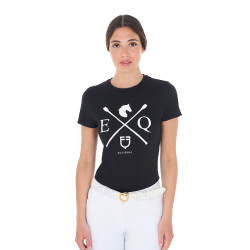 T-shirt femme Equestro EQ coton manches courtes Noir