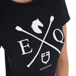 T-shirt femme Equestro EQ coton manches courtes Noir