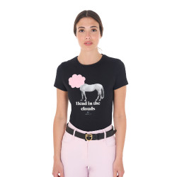 Dames T-shirt Equestro Head In The Clouds van katoen met korte mouwen Zwart Dames T-shirt Equestro Head In The Clouds van katoen met korte mouwen Zwart