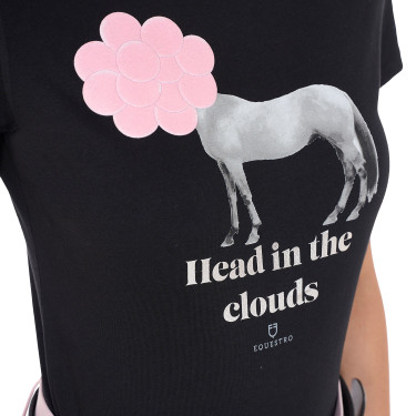 Dames T-shirt Equestro Head In The Clouds van katoen met korte mouwen Zwart Dames T-shirt Equestro Head In The Clouds van katoen met korte mouwen Zwart