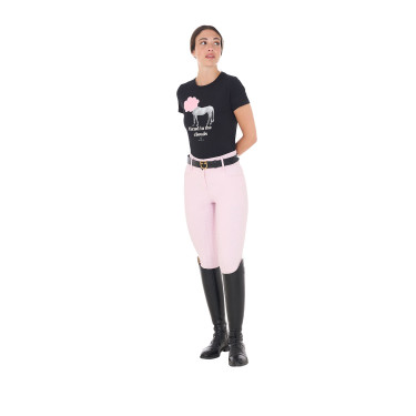 Dames T-shirt Equestro Head In The Clouds van katoen met korte mouwen Zwart Dames T-shirt Equestro Head In The Clouds van katoen met korte mouwen Zwart