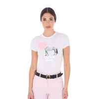 Dames T-shirt Equestro Head In The Clouds van katoen met korte mouwen Wit
