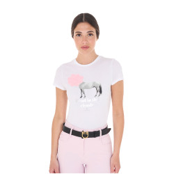 Dames T-shirt Equestro Head In The Clouds van katoen met korte mouwen Wit Dames T-shirt Equestro Head In The Clouds van katoen met korte mouwen Wit