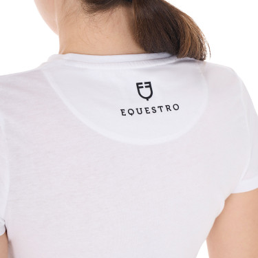 Dames T-shirt Equestro Head In The Clouds van katoen met korte mouwen Wit Dames T-shirt Equestro Head In The Clouds van katoen met korte mouwen Wit