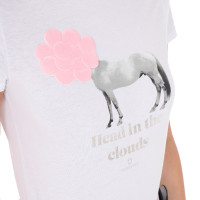 Dames T-shirt Equestro Head In The Clouds van katoen met korte mouwen Wit