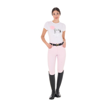 Dames T-shirt Equestro Head In The Clouds van katoen met korte mouwen Wit Dames T-shirt Equestro Head In The Clouds van katoen met korte mouwen Wit