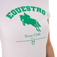 Dames T-shirt Equestro Jumping Horse Club katoen korte mouwen Wit Dames T-shirt Equestro Jumping Horse Club katoen korte mouwen Wit