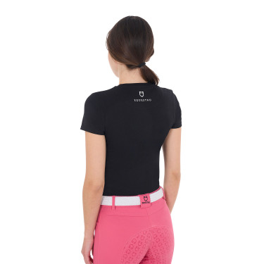T-shirt femme Equestro So Lovely en coton manches courtes Noir