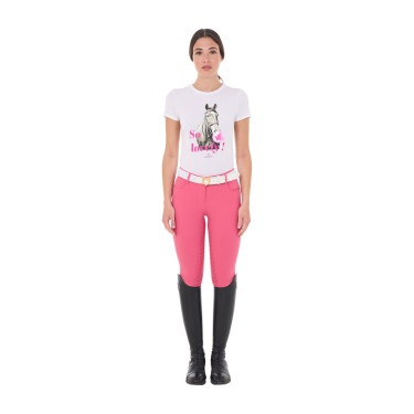 T-shirt femme Equestro So Lovely en coton manches courtes Blanc T-shirt femme Equestro So Lovely en coton manches courtes Blanc