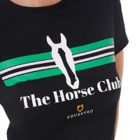 Dames T-shirt Equestro Stripe Horse Club katoen met korte mouwen Zwart Dames T-shirt Equestro Stripe Horse Club katoen met korte mouwen Zwart