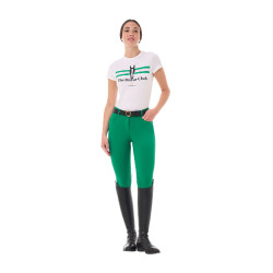 Dames T-shirt Equestro Stripe Horse Club katoen met korte mouwen Wit