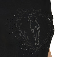 T-shirt femme Equestro Wild Heart en coton manches courtes Noir T-shirt femme Equestro Wild Heart en coton manches courtes Noir