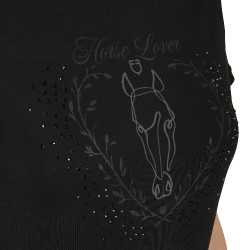 T-shirt femme Equestro Wild Heart en coton manches courtes Noir