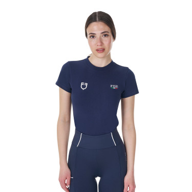 Dames T-shirt Equestro x FISE slim fit met korte mouwen Marineblazer Marineblauw