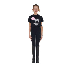T-shirt fille Equestro Head In The Clouds en coton manches courtes Noir