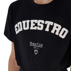 T-shirt fille Equestro Horse Club coton manches courtes Noir
