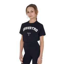 T-shirt meisje Equestro Horse Club katoen korte mouwen Zwart