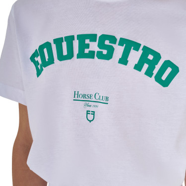 T-shirt meisje Equestro Horse Club katoen korte mouwen Wit