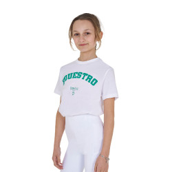 T-shirt fille Equestro Horse Club coton manches courtes Blanc