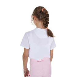 Meisjes T-shirt Equestro Ready To The Party van katoen met strass, korte mouwen Wit Meisjes T-shirt Equestro Ready To The Party van katoen met strass, korte mouwen Wit