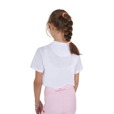 T-shirt fille Equestro Ready To The Party en coton avec strass manches courtes Blanc