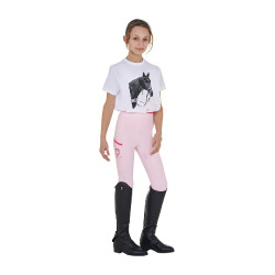 Meisjes T-shirt Equestro Ready To The Party van katoen met strass, korte mouwen Wit Meisjes T-shirt Equestro Ready To The Party van katoen met strass, korte mouwen Wit