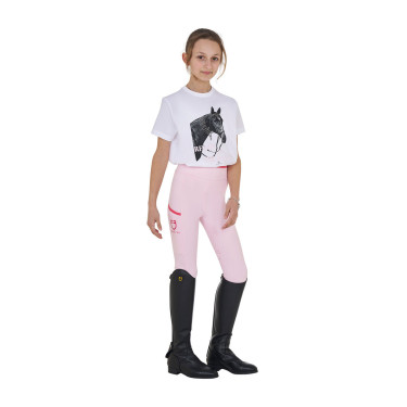 T-shirt fille Equestro Ready To The Party en coton avec strass manches courtes Blanc