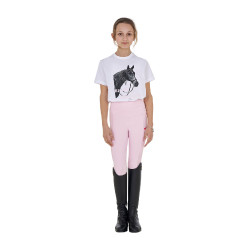 T-shirt fille Equestro Ready To The Party en coton avec strass manches courtes Blanc
