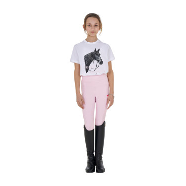 T-shirt fille Equestro Ready To The Party en coton avec strass manches courtes Blanc