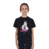 Meisjes T-shirt Equestro So Lovely van katoen met korte mouwen Zwart